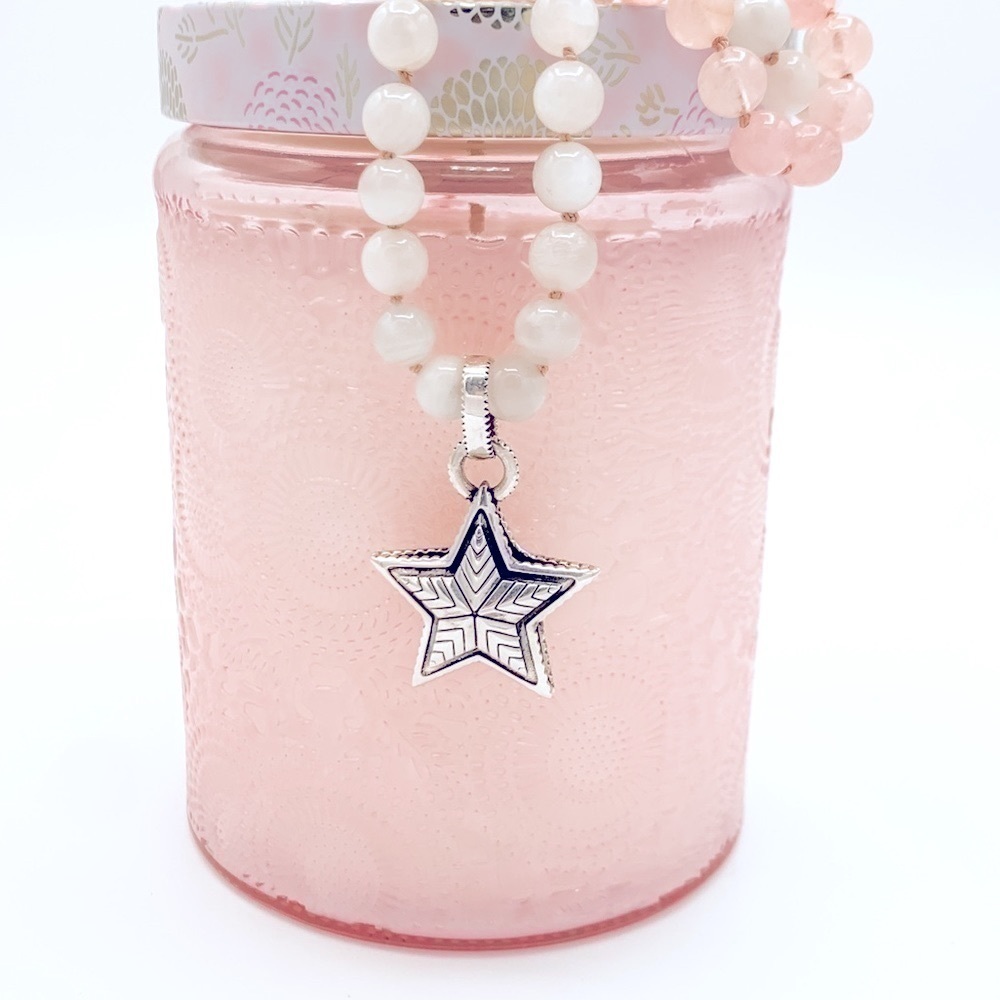 New 36in moonstone necklace with 925 star pendant